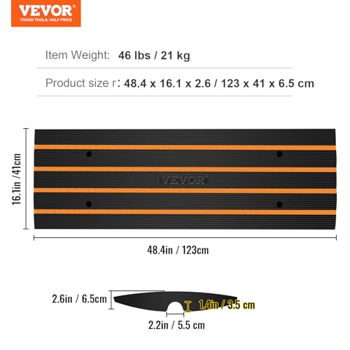 image for VEVOR 2 Pack Rubber Curb Ramps for Driveway, Heavy Duty Car Ramp 2.5 I