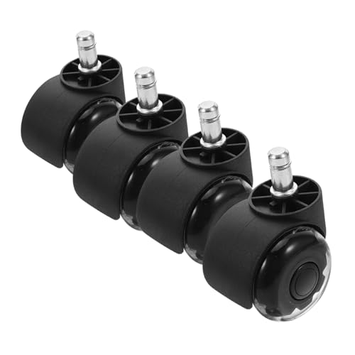 EXQUIMEUBLE 4個透明ダブルホイールキャスター クイック着脱式 高耐荷重 滑らか転 静音デスクチェア用交換ホイール ハードフロア カーペット対応