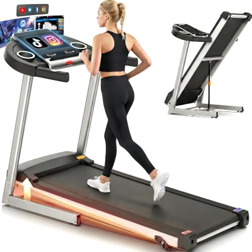 Image of FUNMILY Walking Pad Treadmill with Incline - 3.5HP Foldable Treadmills with 10 inch HD WiFi Touchscreen, 350 LBS Capacity Smart Running Machine with HiFi Speakers, Popular Apps & Interactive Entertainment