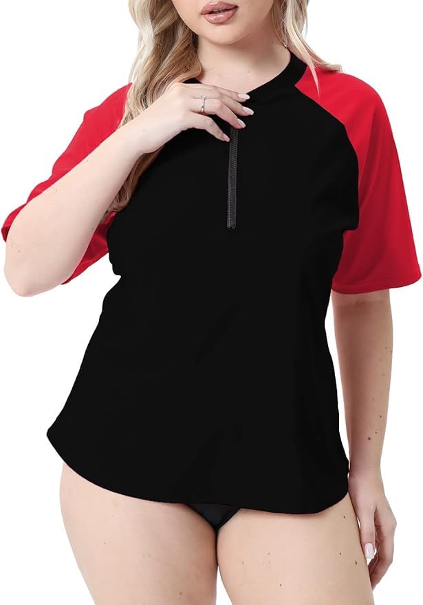 Protection solaire UPF50+ pour ce maillot de bain manches courtes femme ample