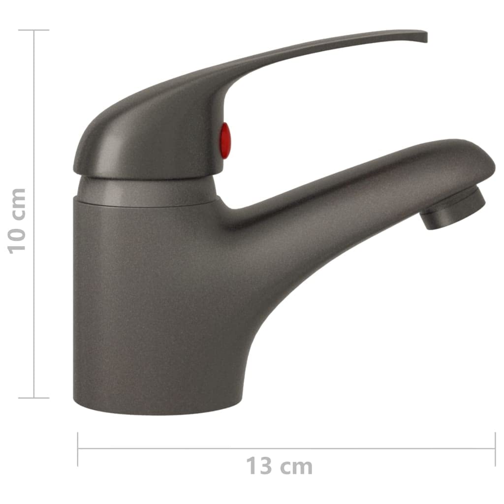 Grifo mezclador monomando gris para baño y cocina, aleación de zinc con cartucho de cerámica, 13 x 10 cm, manguera flexible de acero inoxidable, incluye accesorios de instalación