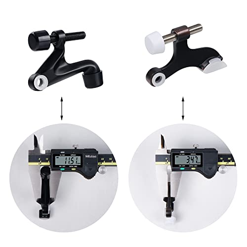 Triumph Hardware 2 Pack Hinge Pin Door Stopper,Adjustable Heavy Duty Door Stopper 2-3/8''X15/16”,Polished Chrome,With White Rubber Bumper Tips, Z81505-Pc #TOP3