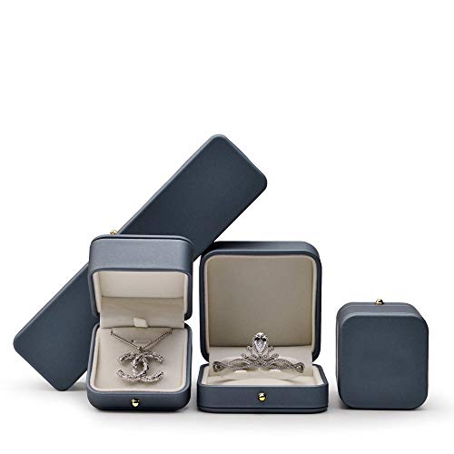 Oirlv Premium Leather Bracelet Bangle Box Steel-blue Jewelry Gift Case Velvet Interior Bracelet Storage Holder