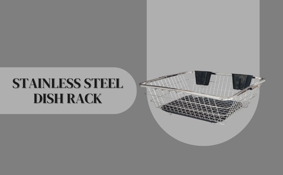 Image of BIRDWING BIG SIZE Stainless Steel Dish Drainer Tray Basket (64x47x23) Stainless Steel Dish Drainer Rack with Drip Tray /Utensil Drying Stand for Kitchen /Bartan Stand
