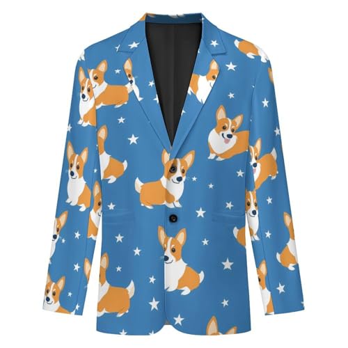 Cute Corgi Mens Casual Blazer Button Suit Jacket Lightweight Sport Coat for Work Business4