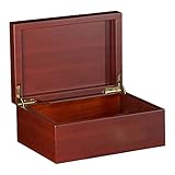 Wooden Storage Box with Hinged Lid, Large Cedar Lidded Wood Decorative Keepsake Boxes for Jewelry, T