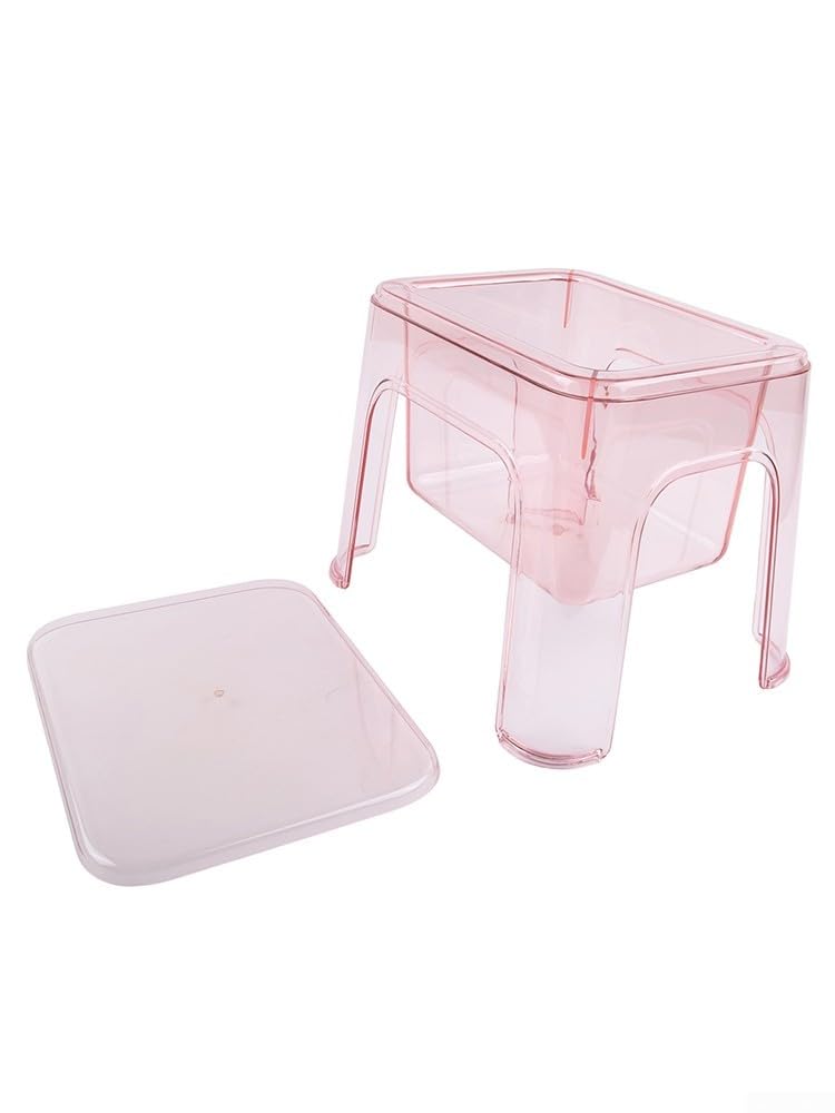 Funda transparente para puf (32 x 25 cm), color rosa | Visión clara del contenido, promueve la autonomía, 32 x 25 x 32 cm, ideal para espacios pequeños, fácil montaje