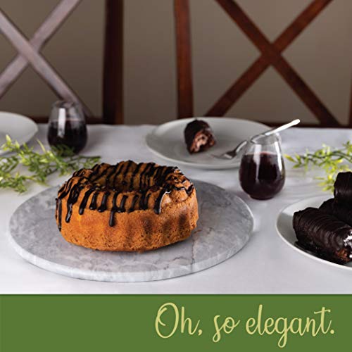 Homeries Marble Round Cheese Tray Board (12 Inches) - White Elegant Serving Platter & Tray For Weddings, Birthdays, Christmas, Bread, Cake, Cheese & Pizza – Smooth Finish & Durable (Round) #TOP1