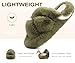 COFACE Women's Fluff Slippers House Open Toe Faux Fur Ladies Fashion Platform Fuzzy Slide Shoes with Comfort Arch Support, Indoor Outdoor Sole, Green Size 7