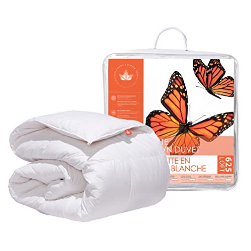 Canadian Down & Feather Co. - Regular Weight 625 Loft White Down Duvet XL King Size - 360 TC Shell 100% Cotton - Filled in Canada