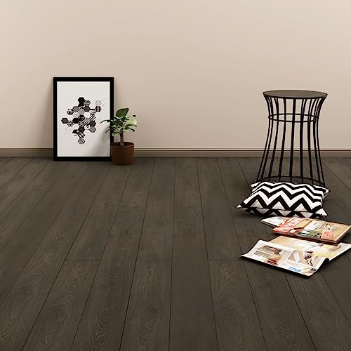 Juroupi Lamas para Suelo PVC Autoadhesivas Suelo autoadesivo Suelo PVC Suelos de PVC Adhesivos para Suelos 4,46 m² 3 mm marrón Oscuro