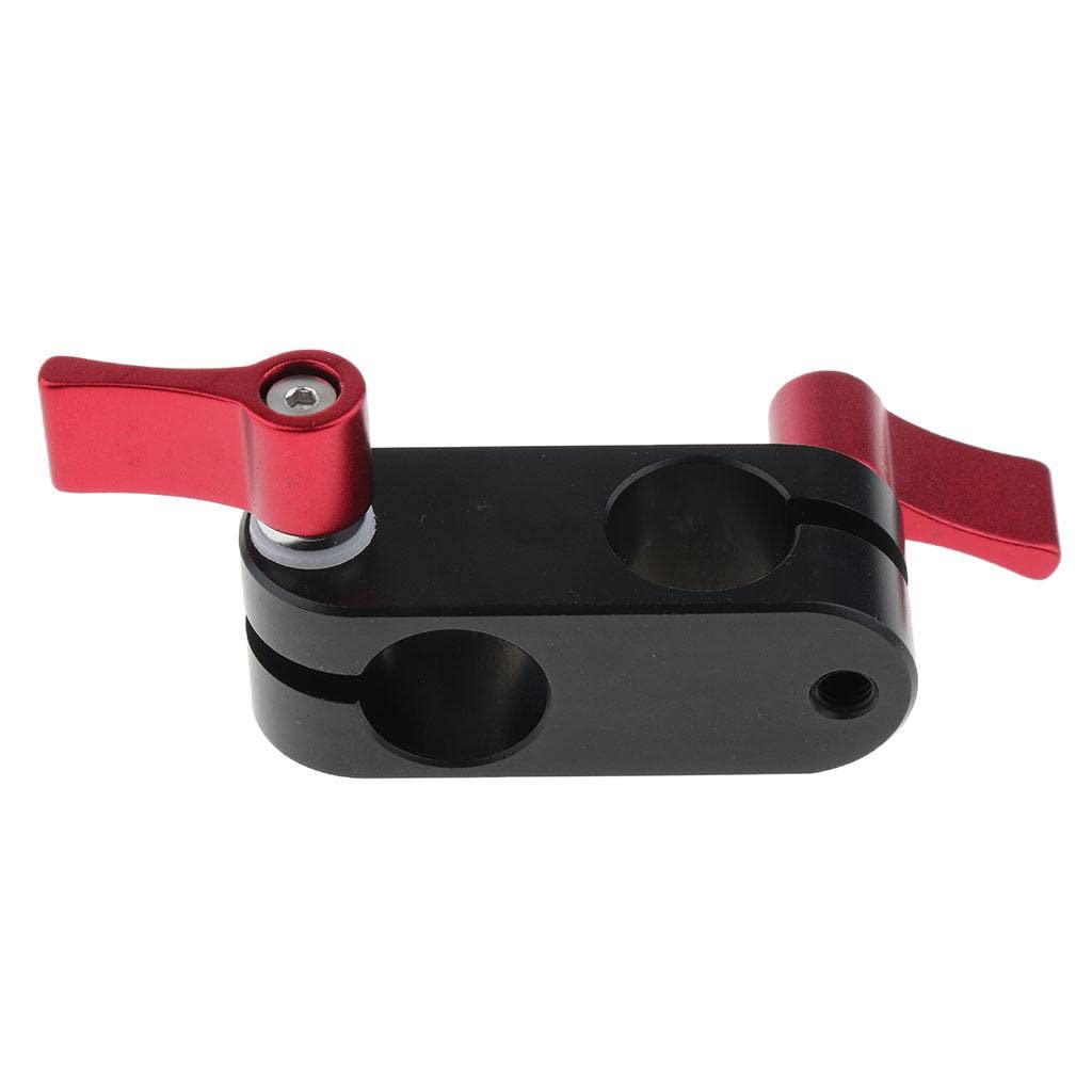 Right Angle 15mm Rail Rod Clamp 90 Degree Rotate for DSLR Rig Rail Support Magic Arm Monitor Black Body & Red Knob-image-8
