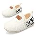 Lefflow Toddler House Slippers for Boys Girl Bedroom Slippers Baby First Walker Shoes Leopard Beige Baby Sock Shoes for Indoor Outdoor Size 4.5-5