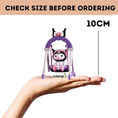 Image of FUNFOB Kuromi Action Figure Height -10cm Collectible for Anime Fans PVC Multicolour | Kuro Swing - Sitting