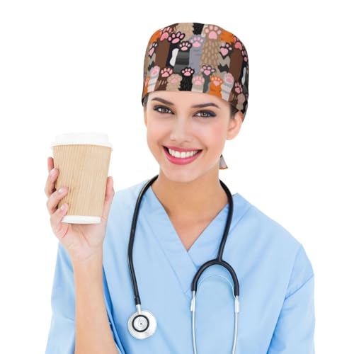 Image of Surgical Caps Men Women, Scrub Cap with Sweatband Adjustable