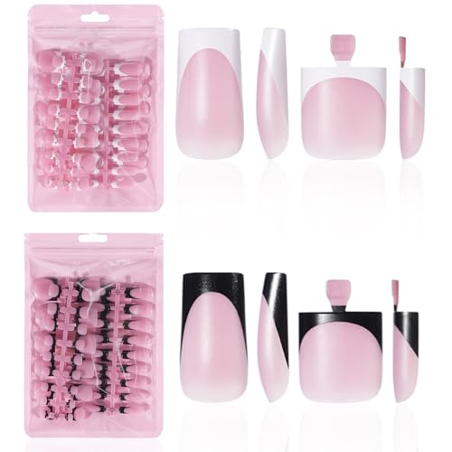 HWHUNO 4 Design French Soft Gel Toe Nail Tips Set,120Pcs