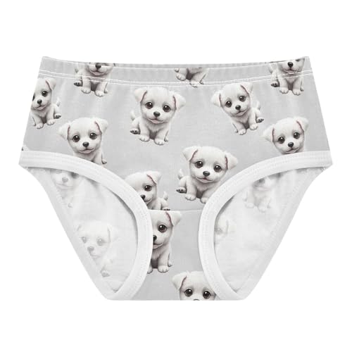 Joisal Cute White Puppies Grey Panties for Girl Girls Underwear Toddler Cotton Stylish Briefs Kids Undies 2t