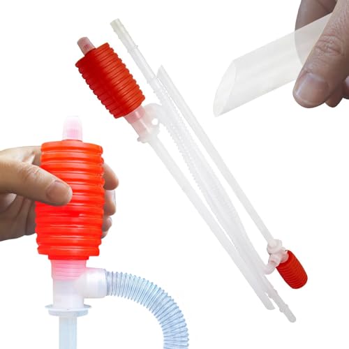 2Pc Manual Syphon Pump - Portable, Emergency Liquid Transfer, Squeeze | Used To Extract Petrol, Diesel, Gasoline & Water Etc | Suitable For Cars, Vans & Lorries