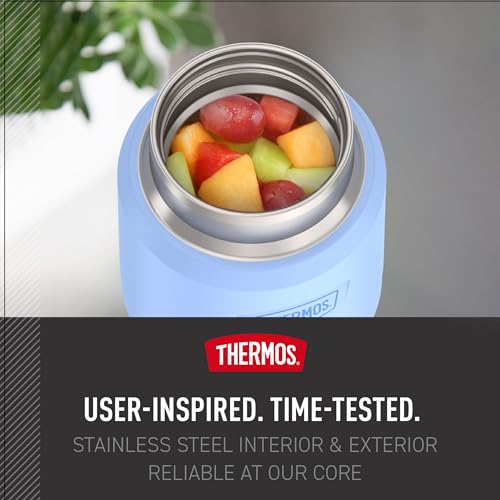 Image of THERMOS ICON Stainless Steel Food Jar with Spoon, 12 Ounce, Light Blue