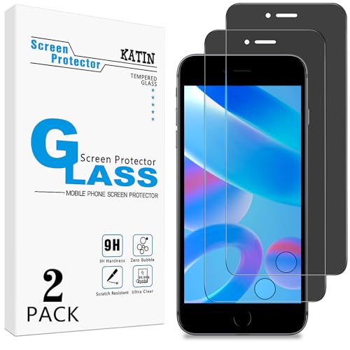 KATIN [2-Pack] Privacy Screen Protector For iPhone 8 Plus, iPhone 7 Plus Tempered Glass, Bubble Free, 9H Hardness, Easy to Install, Case Friendly