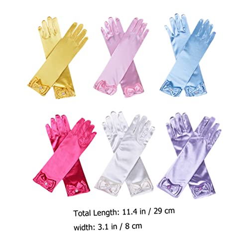 6pairs Elegant Bowknot Satin Gloves for Boys and Girls Dance Party Accessories Flower Girl Outfit Comfortable Fit for Weddings and Special Occasions2