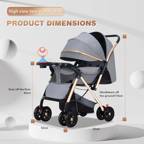 0TO1 TECH Baby Stroller, Height Adjustable Reversible Seat, Large Size Breathable Travel Stroller, Adjustable Backrest, Extra Storage Space, One Hand Easy Foldable Stroller for Airplane Travel