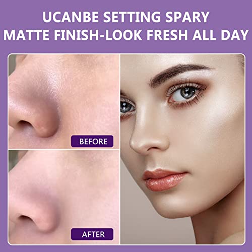 Long Lasting Makeup Setting Spray Kit- 6.76 Fl oz Hydrating Matte Finish Mist Lightweight Face Make up Fixer +Travel Size Spray Bottle+Sponge Puff Makeup Set - Image 4