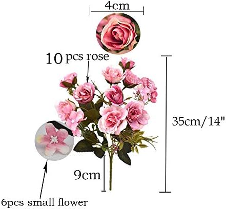 BlueXP 3 Pack Artificial Flowers Aritificial Silk Rose Flower Bouquet DIY Craft Home Wedding Party Decoration Cemetery Hotel Party Garden Floral Rose Flower Champagne
