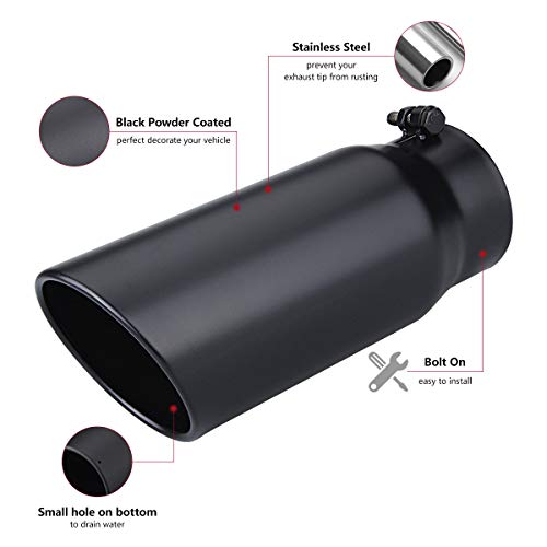 LCGP 4" to 5" Diesel Exhaust Tip, 12" Overall Length Bolt On Design Truck Tail Tip, Black Powder Coated,Rolled Angle Cut Design by LCGP - Used condition - Image 4