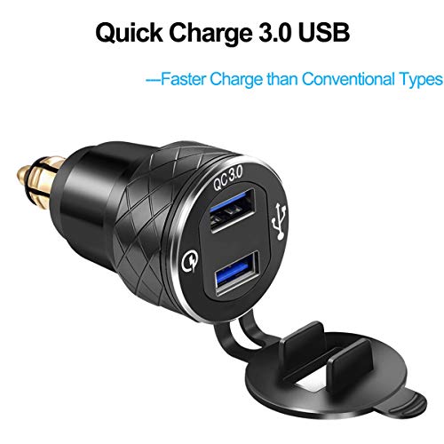 Image of iMESTOU Motorcycle DIN to Dual USB Power Charger Quick Charge 3.0 DIN USB Adapter Aluminum with Voltmeter Compatible with BMW Triumph Tiger Ducati