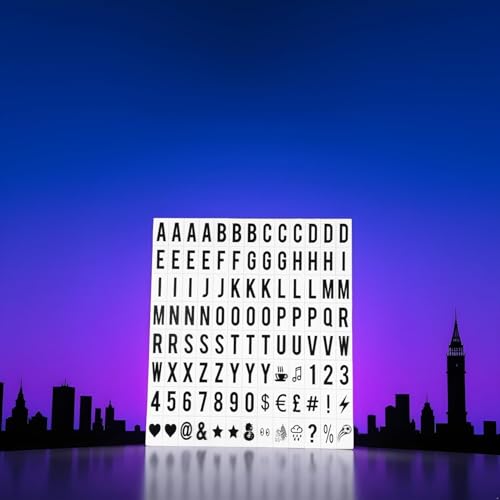 Ersatz-Buchstaben und Zahlenschilder, schwarz, für A4-Briefkasten, Schilder, Nachrichtentafel, Klassenzimmer, Tafeln, 65,4 x 35 mm (LED-Lichtbox ist nicht im Lieferumfang enthalten)