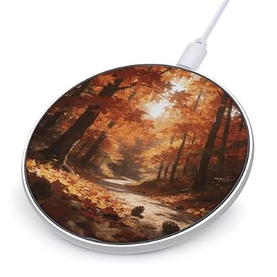 Golden Maple Warms The Path Wireless Charger Portable Fast Charging Pad Lightweight Wireless Charging Pad 10W Slim Charging Station for Phone Charger Mat for Travel Home Office Desk