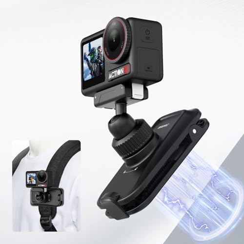 Image of BRDRC Magnetic Quick Release Backpack Clip Mount, 360° Rotating Shoulder Bag Strap Clip Mount for DJI Osmo Action 5 Pro/4/3/360, Portable Bag Holder Action Camera Accessories