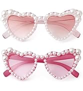 PEGH Heart Shaped Sunglasses Pearl Sunglasses Cat Eye Bling Sun Glasses UV400 Protection