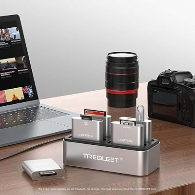 TREBLEET Workflow Station - Professional 4-Bay Modular Card Reader Hub, USB 3.2 Gen 2 10Gbps Docking Station, Customizable Expansion for CFexpress Type A/B, XQD, SD/TF & CFast 2.0