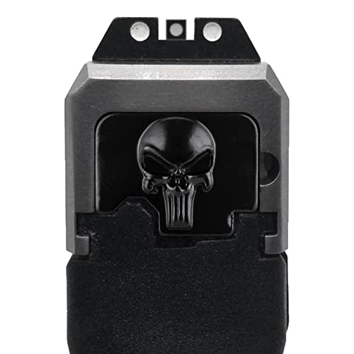 MyGunArts 3D Anodized Aluminum Rear Slide Cover Back Plates for 9MM/.40 S&W & .45 ACP Kahr Arms CT, CW, cm, TP, P & PM Accessories, Black Skull