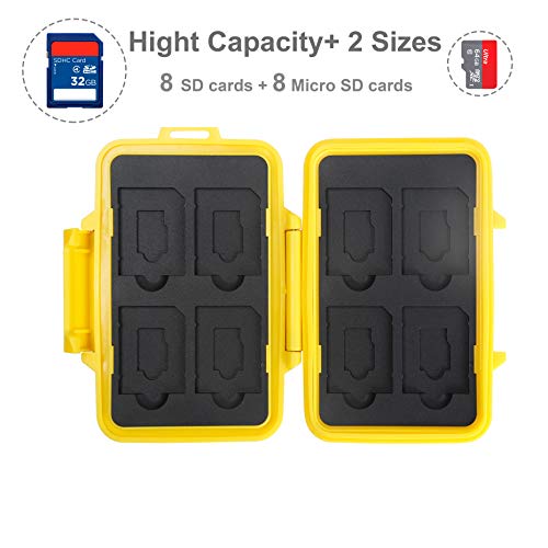 SD Card Holder Case Hunter, SKOLOO Weatherproof Micro SD Card Case Small Single Cute, SD Card Storage Container, Yellow