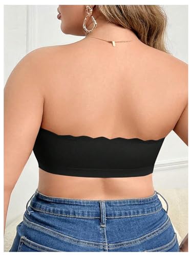 Image of OYOANGLE Women's Plus Size Front Closure Push Up Strapless Bandeau Bra Wireless Tube Bralettes with Clear Strap