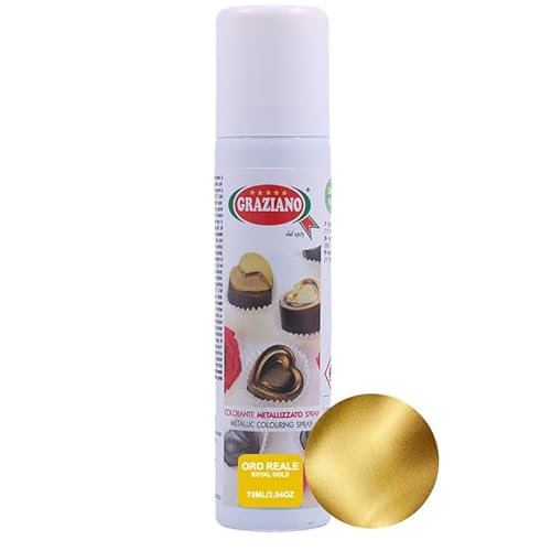 Colorante Spray alimentare ORO brillante METALLIZZATO - per Dolci e Torte - 75ml - per decorare e colorare prodotti alimentari Oro Reale -Royal Gold