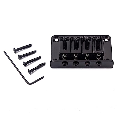 ibasenice Ga905 4 String Bass Guitar Bridge Black Metal 4 Screws Height Adjustable Fit