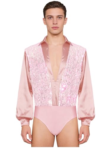 Camisa de danza para hombre en satén con cuello en V para baile latino rumba y samba
