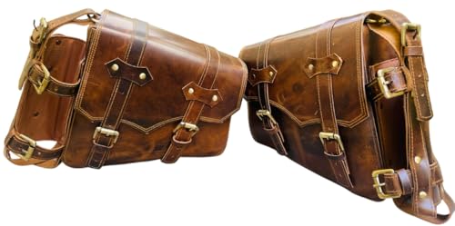 american blue Juego de 2 alforjas de piel auténtica para sillín de bicicleta, estilo vintage, para amantes de la bicicleta (juego de soporte para botellas)