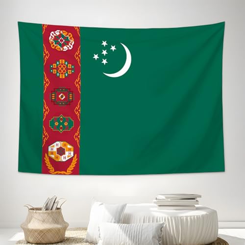 Bannière imprimée drapeau Turkménistan en tissu lavable 230x180 - 4