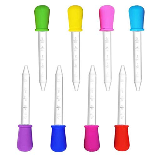 Silikon-Flüssigkeitstropfen, 8 Stück, transparente Kunststoff-Pipetten, Tropfenspitze für Süßigkeitenformen, Baby-Futterspender, Gummiförmchen und Bastelarbeiten Cover