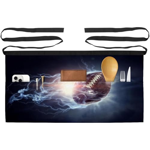 Demi-tablier pour cuisine et pâtisserie lot de 3 tabliers courts à poches style football américain