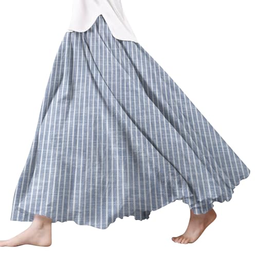 Falda larga de cintura alta y faldas largas femeninas para mujer, a la moda y en forma de abanico, dobladillo grande, falda larga impresa, falda tutú para mujer, Halloween, azul oscuro, S