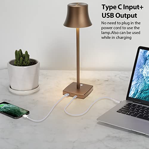Led Desk Lamp Cordless Table Light, Rechargeable Battery Powered Usb Charging Port 3 Levels Brightness Dimmable For Outdoor Modern Restaurant Dining Bedroom Study Portable Lights Set Of 2 Pack Brown #TOP2