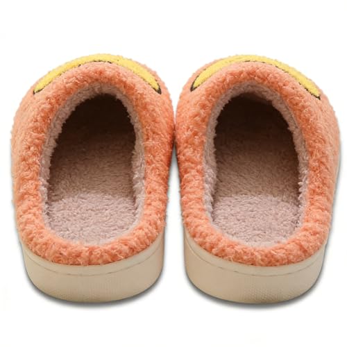 Image of Women's Men's Preppy Happy Face Slippers Comfy Warm Plush Slip-On House Slipper for Winter Indoor Soft Cushion Non-slip Fluffy Slides Slippers