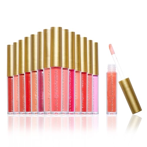 B.C BEAUTY CONCEPTS Beauty Concepts Lip Gloss Collection – Shimmering, Glossy Lip Makeup Set for a Radiant Finish, Pink and Red Collection 0.067 Fl Oz