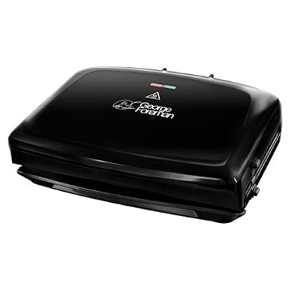 George Foreman 24330-56 Family Fitnessgrill, Kontaktgrill, Panini- und Sandwichgrill, 32,5 x 18 cm große Grillfläche, schwarz